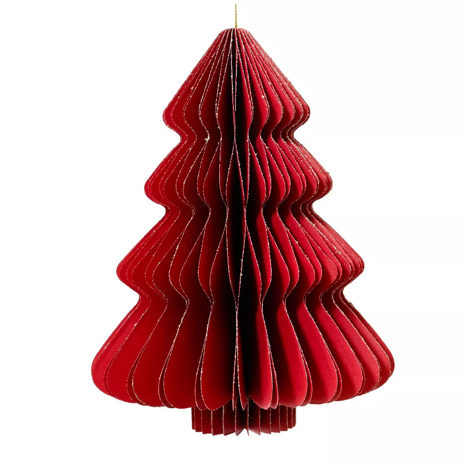 1 Sapin papier 56 couches papier 120gsm dia11.25-H15cm rouge MAGNETIQUE