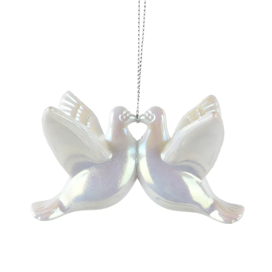 Pendente di Natale (H6 cm) Uccello delle nevi Bianco perlato