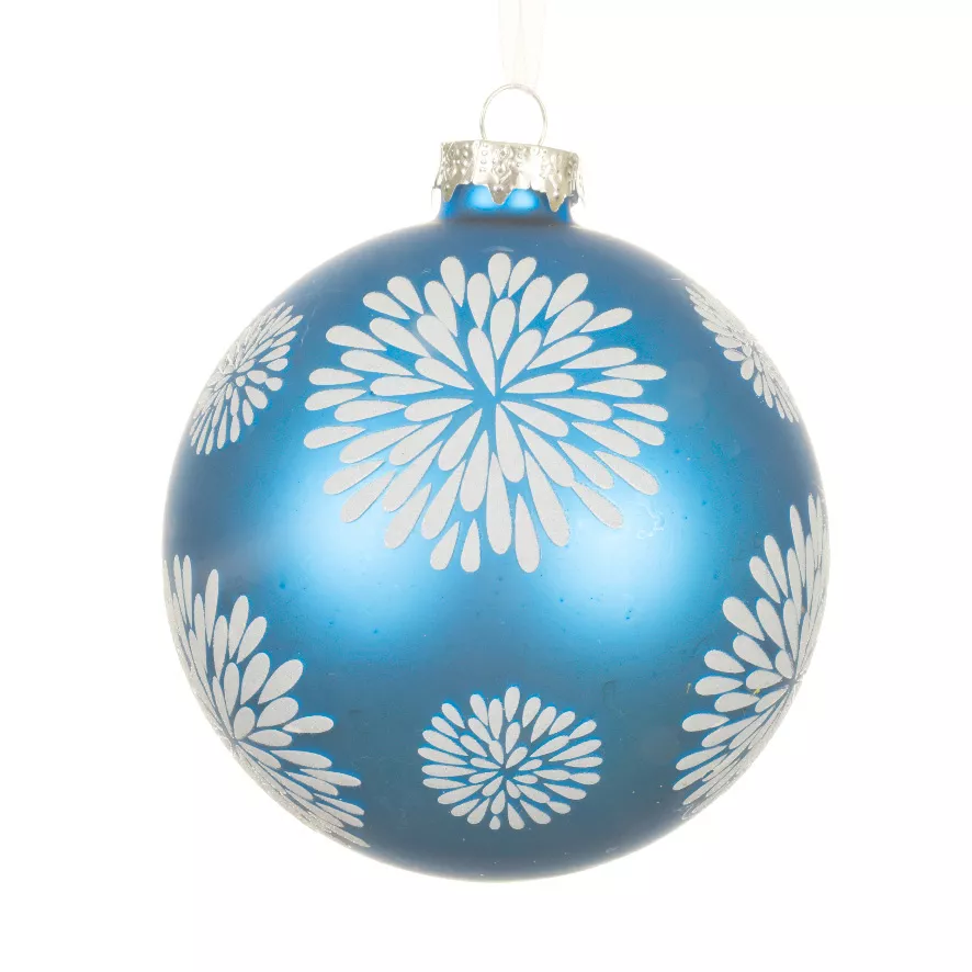 Set di 12 Palline di Natale in vetro (D100 mm) Scintillio celeste Blu brillante