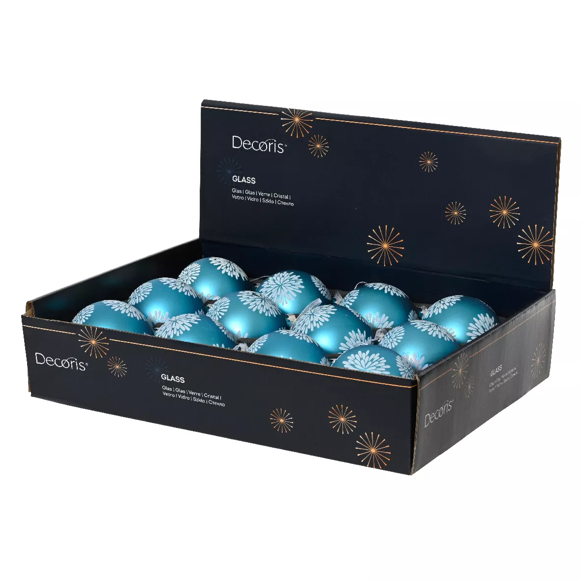 Set di 12 Palline di Natale in vetro (D100 mm) Scintillio celeste Blu brillante