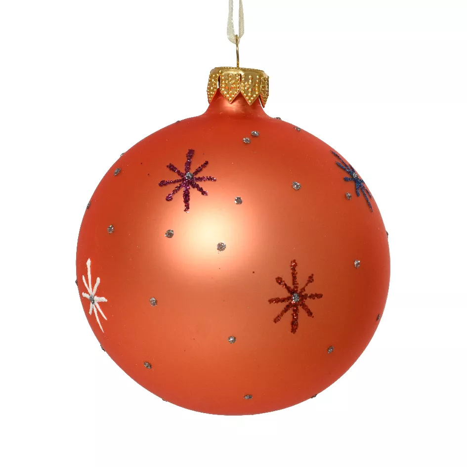 Set di 6 palline di Natale in vetro (D80 mm) Stelle del mondo Arancione