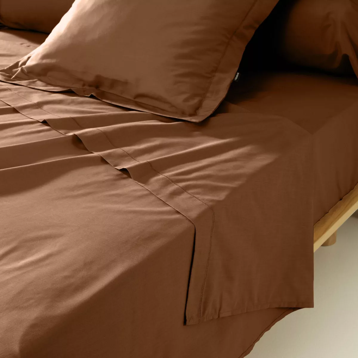 Drap plat percale de coton (270 x 300 cm) Cali Cappuccino