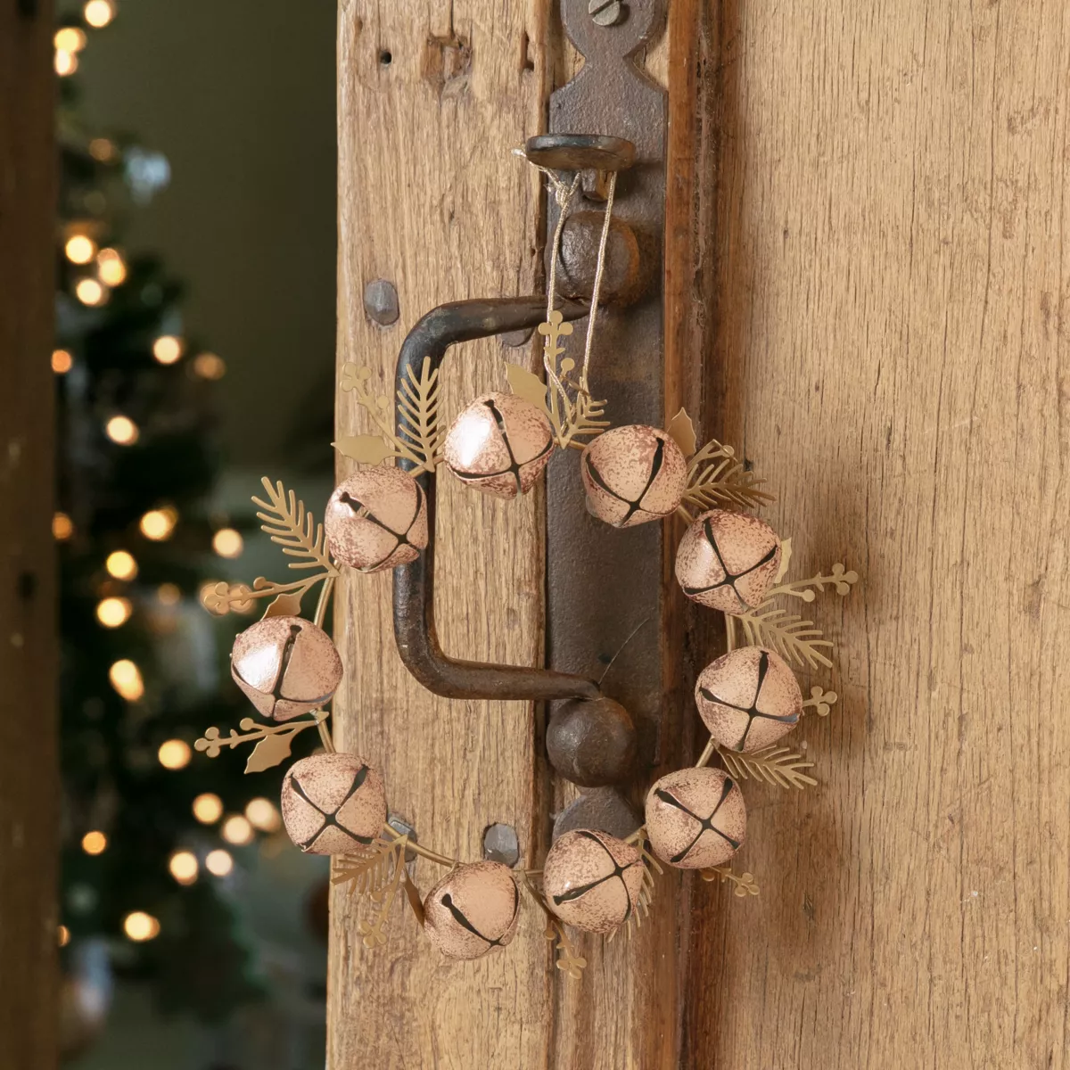 Set di 2 pendenti in metallo (D19 cm) Corona di campanelli Rosa e oro