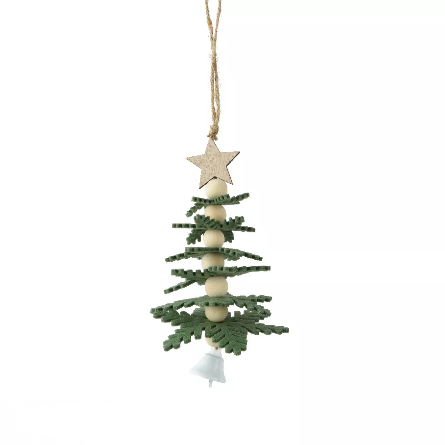 Decorazione natalizia sospesa in feltro (H17 cm) Albero incantato Verde abete