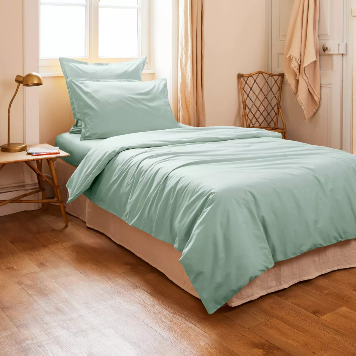 EM - Housse de couette 140 x 200 cm Percale unie CALI Eucalyptus