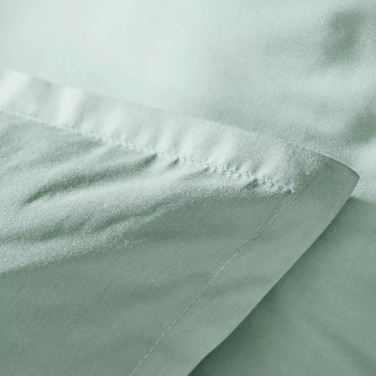 EM - Taie d'oreiller volant plat 65 x 65 cm Percale unie CALI Eucalyptus
