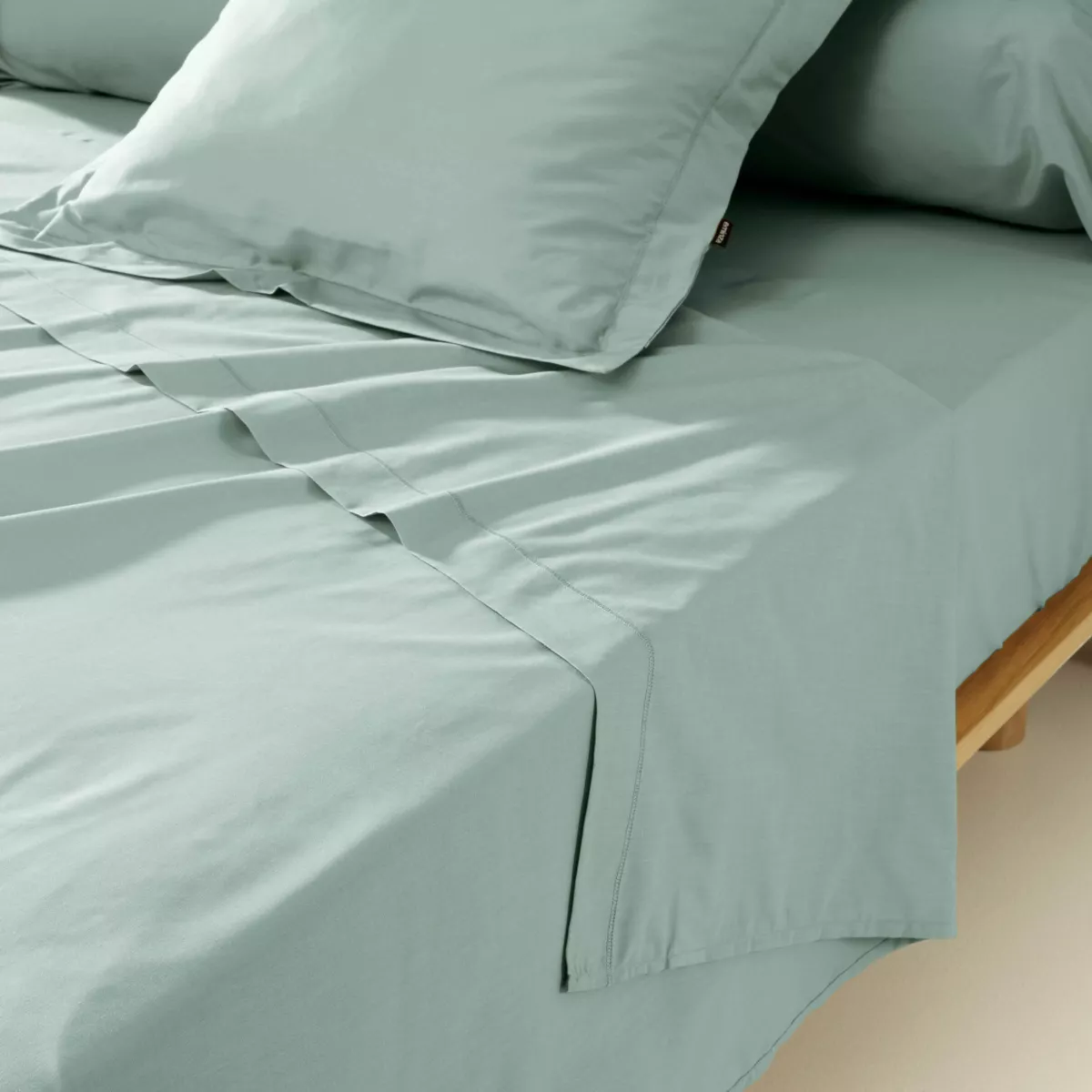 Funda de almohada de percal de algodón (L185 cm) Cali Verde eucalipto