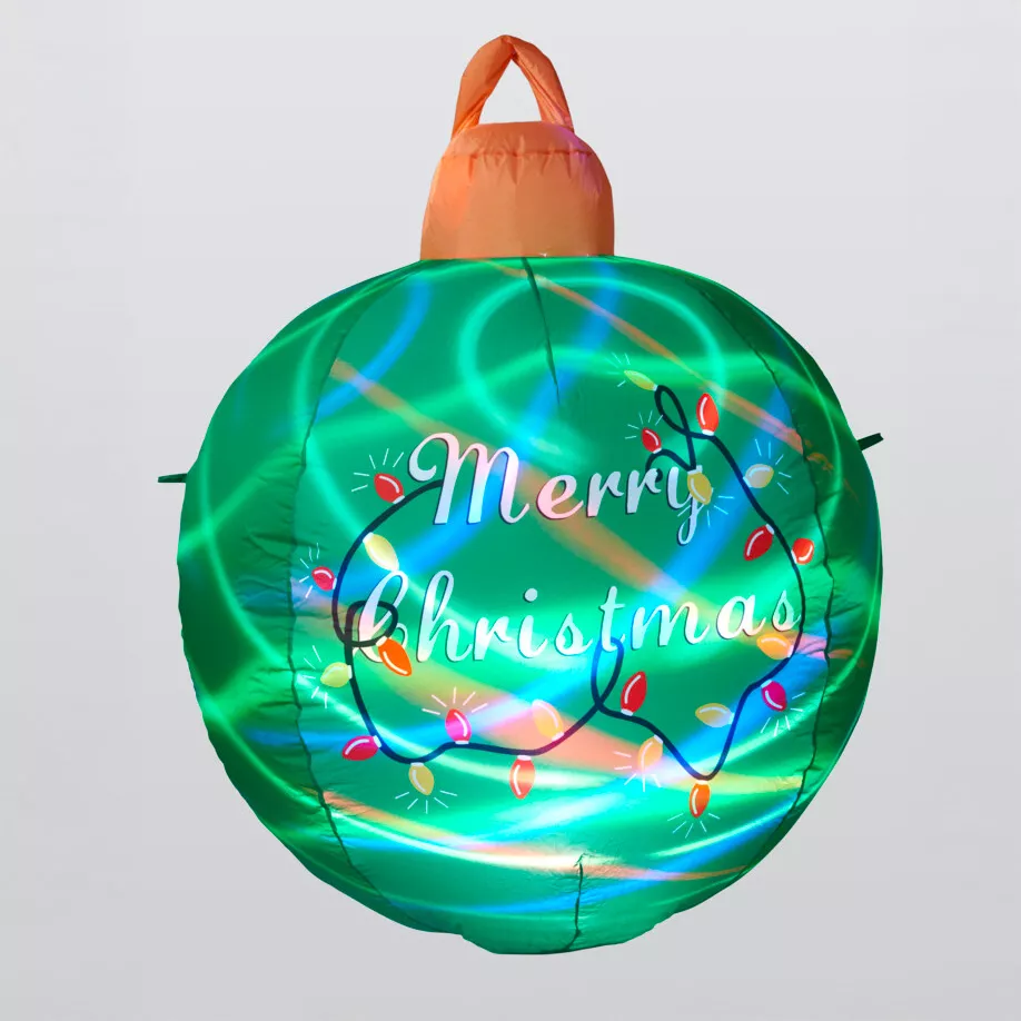 Palla di Natale gonfiabile e luminosa LED (D90 cm) Merry Christmas Verde