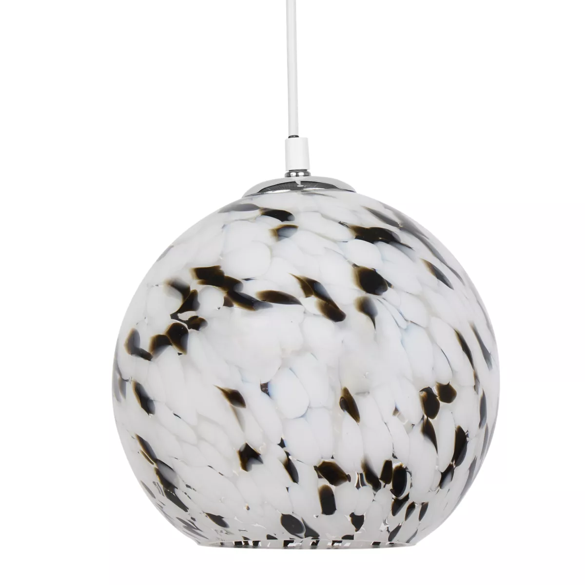 Suspension Verre 'Pepper' Noire Blanche Dim : l20xH18.5xP20cm