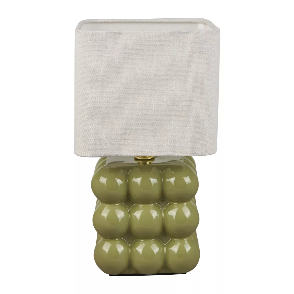 Lámpara de mesa Cuadrada de Cerámica (H27 cm) Pompon Verde
