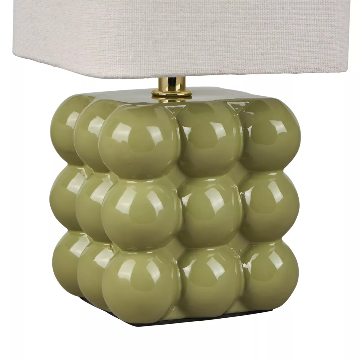 Lámpara de mesa Cuadrada de Cerámica (H27 cm) Pompon Verde