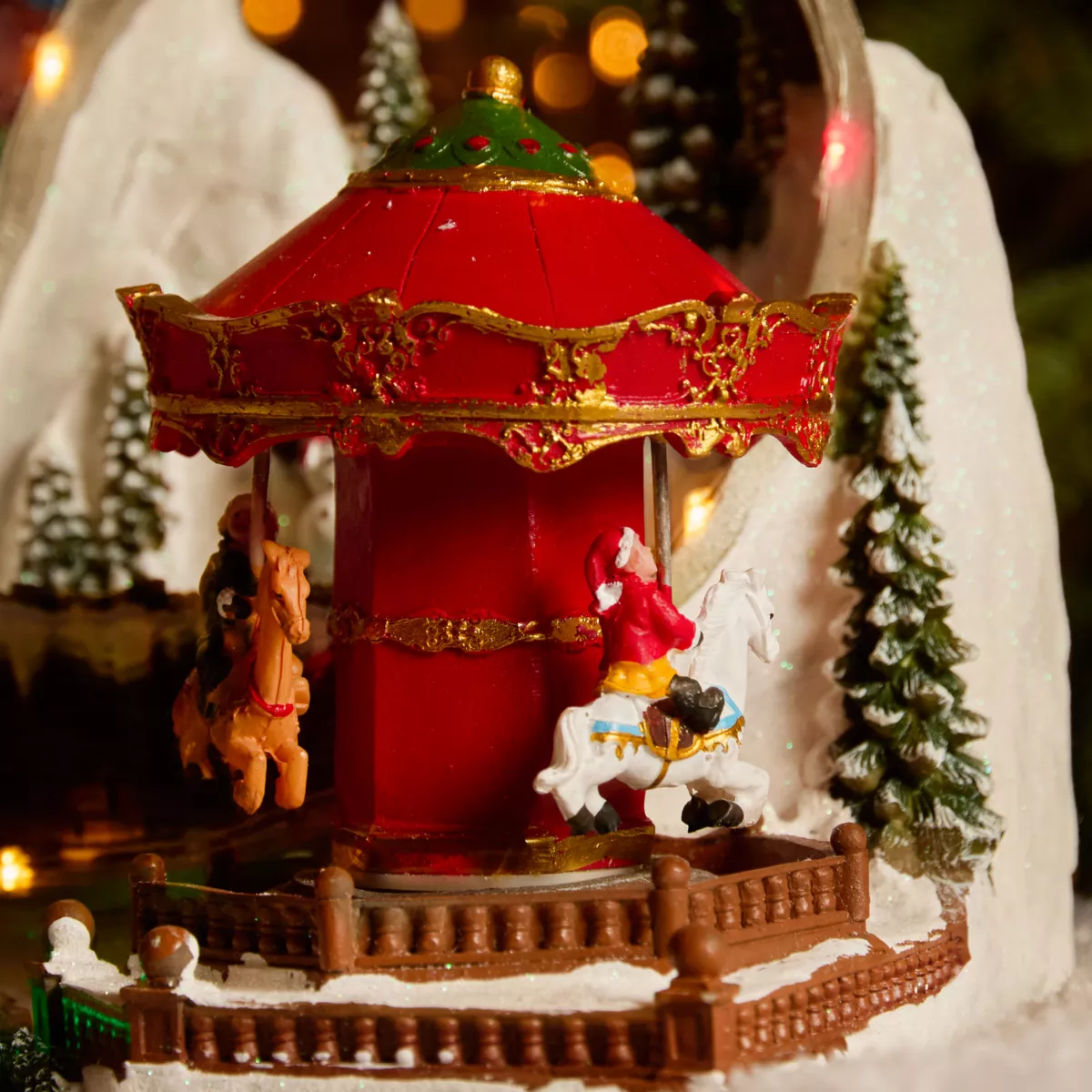 Villaggio di Natale luminoso, animato e musicale (H27 cm) Parco di divertimenti