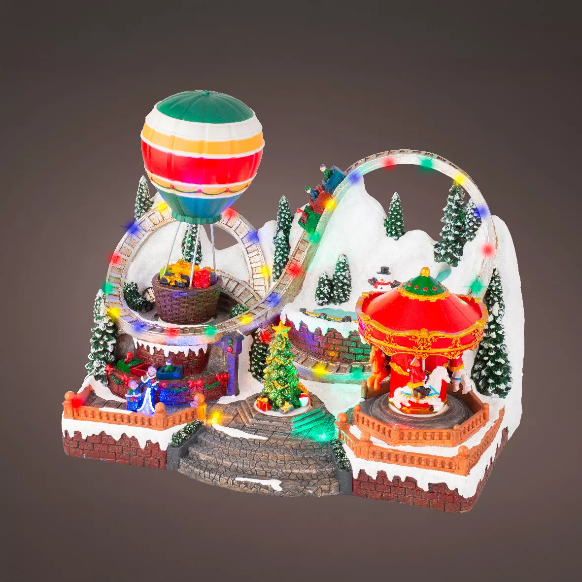 Villaggio di Natale luminoso, animato e musicale (H27 cm) Parco di divertimenti
