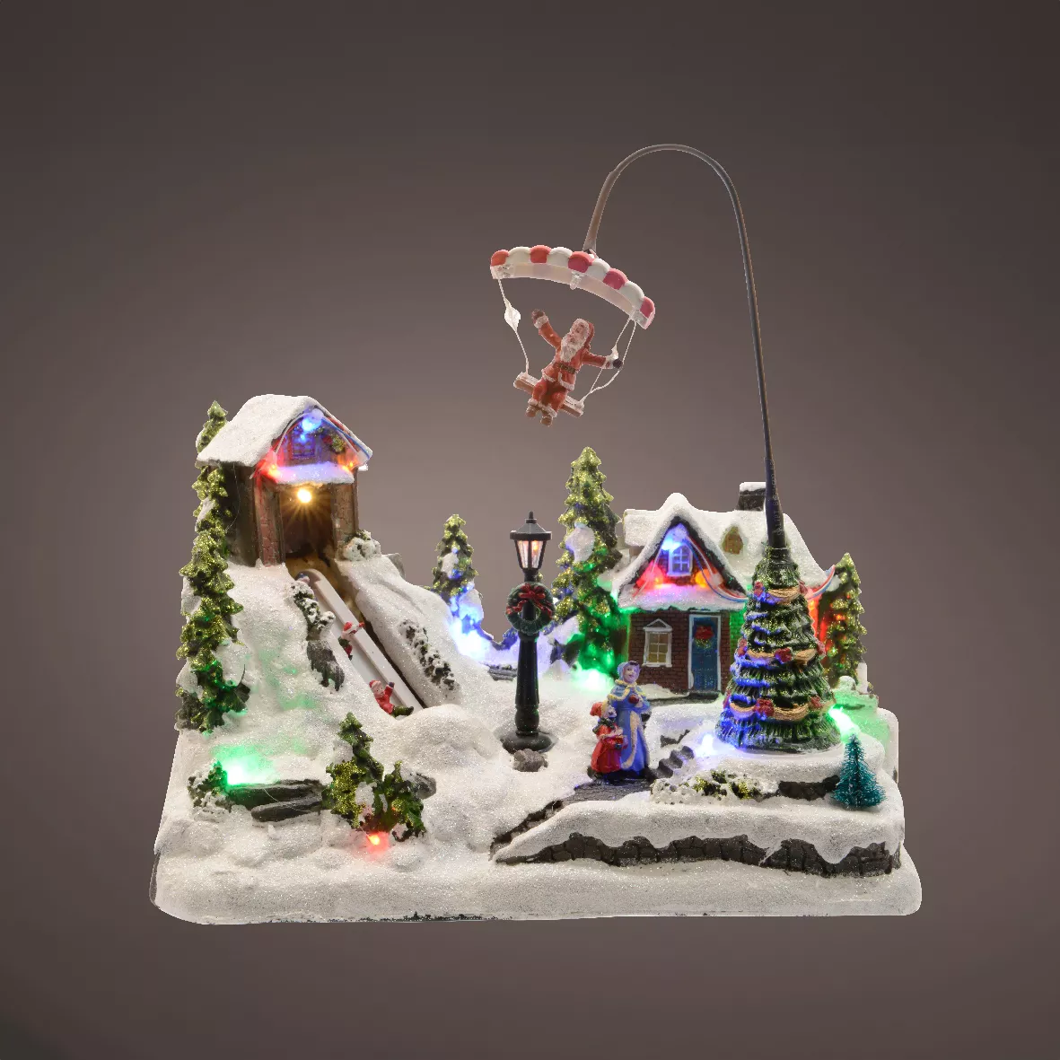 Pueblo de Navidad luminoso y animado (H31 cm) Aventuras de invierno