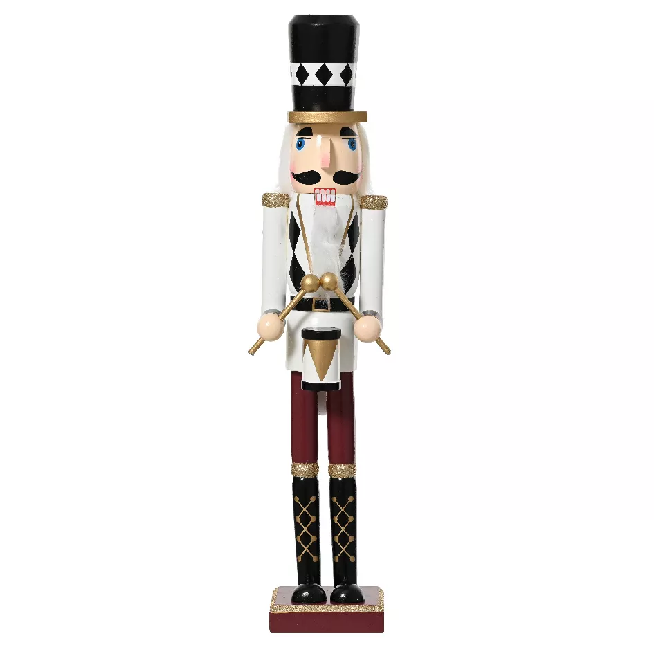 Soldato Schiaccianoci in legno (H50 cm) Gaby e il suo tamburo Imperiale Bianco