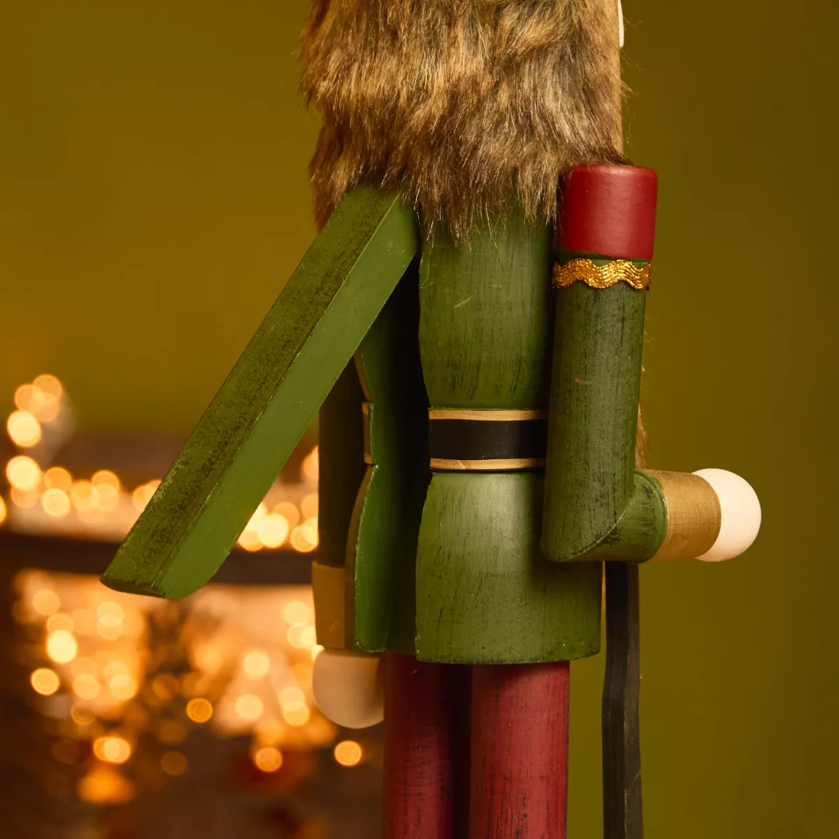 Schiaccianoci in legno (H38 cm) Timothé la regalità Verde e bordeaux