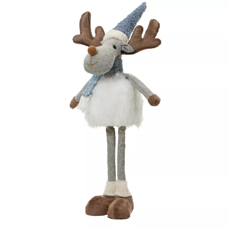 1 Cerf polyester L23-W14-H56cm blanc/bleu 