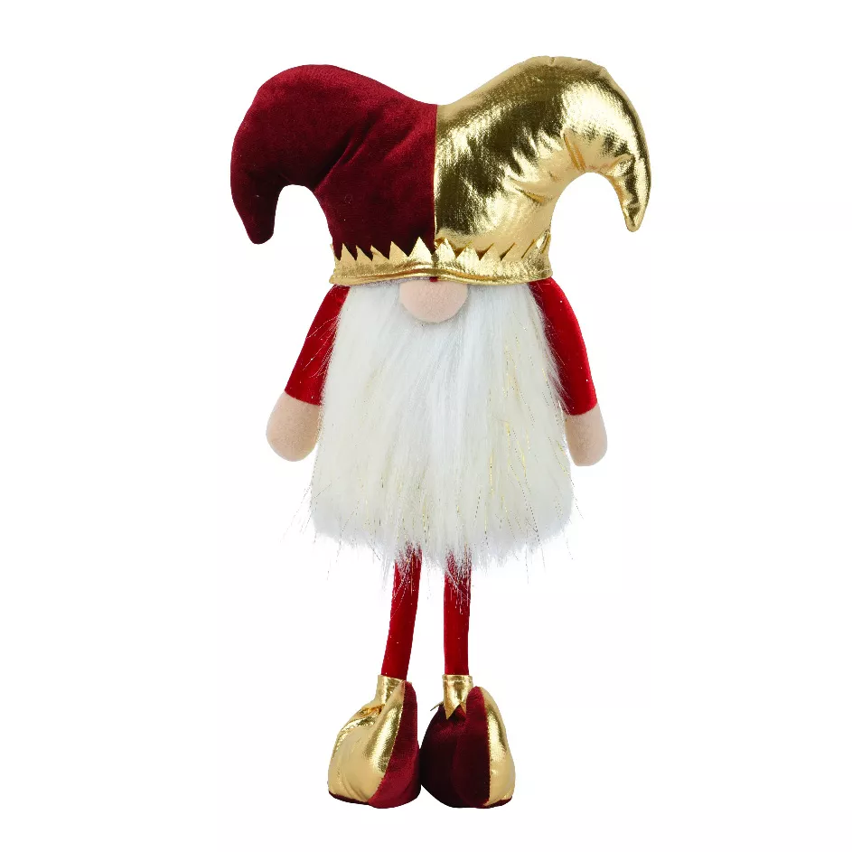 Folletto di Natale in piedi (H39 cm) Arlecchino Bordeaux e dorato