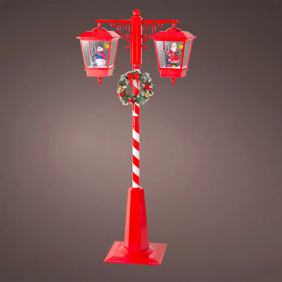 Lámpara de pie doble iluminada 66 LED (H188 cm) Navidad Mágica Roja