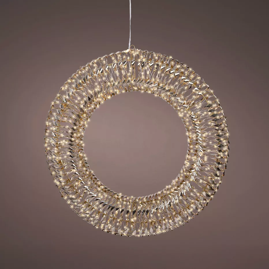 Corona di Natale luminosa 960 Micro LED (D70 cm) Effetto flash Oro e bianco caldo