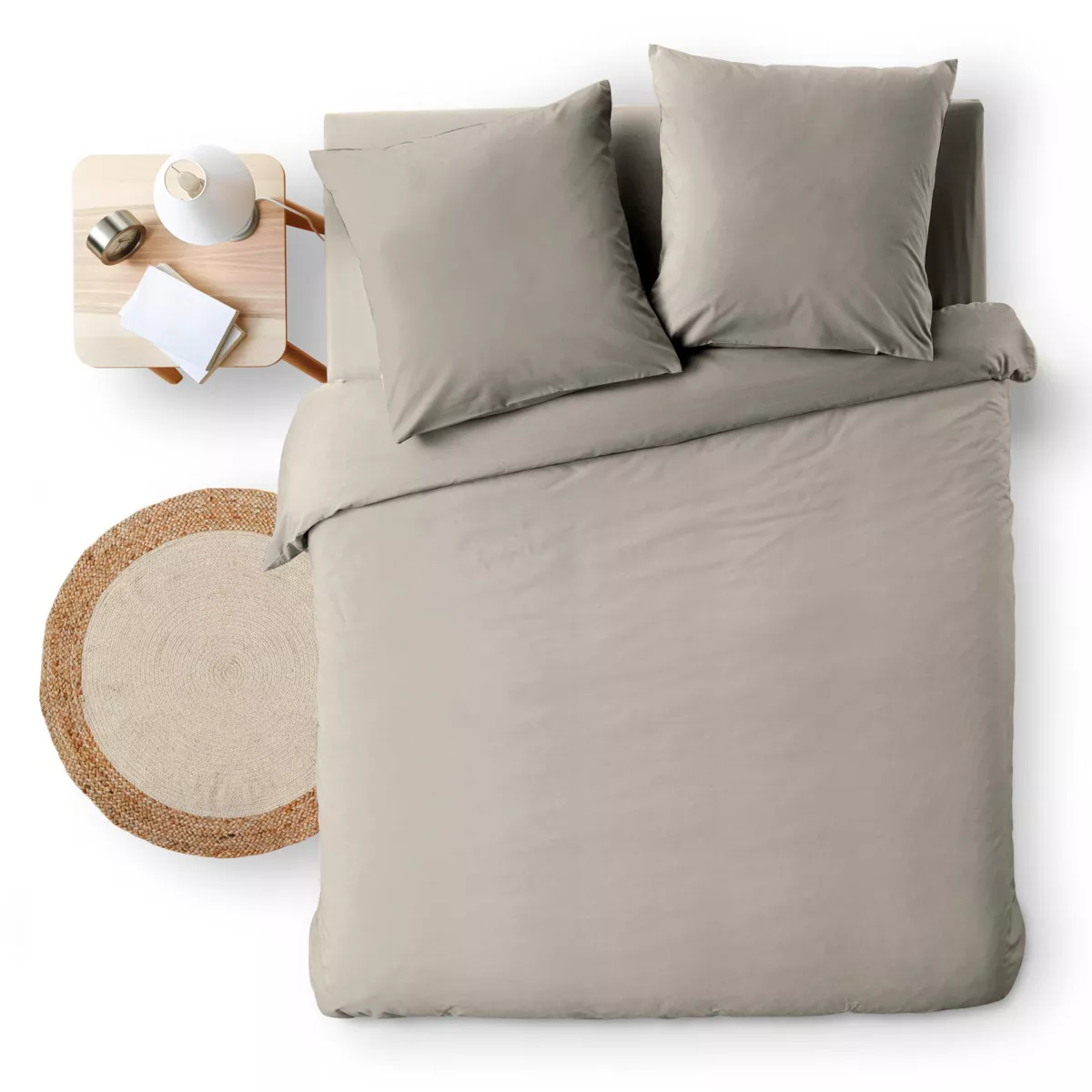 Parure 3 Pices (240 x 220 cm) Meline Anthracite, 100% Coton Fils Teints