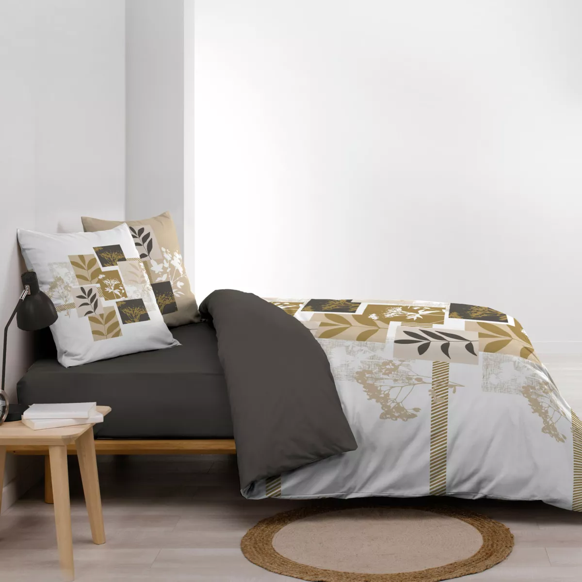 Funda de edredón y dos fundas de almohada de algodón (240 x 220 cm) Utopia Beige