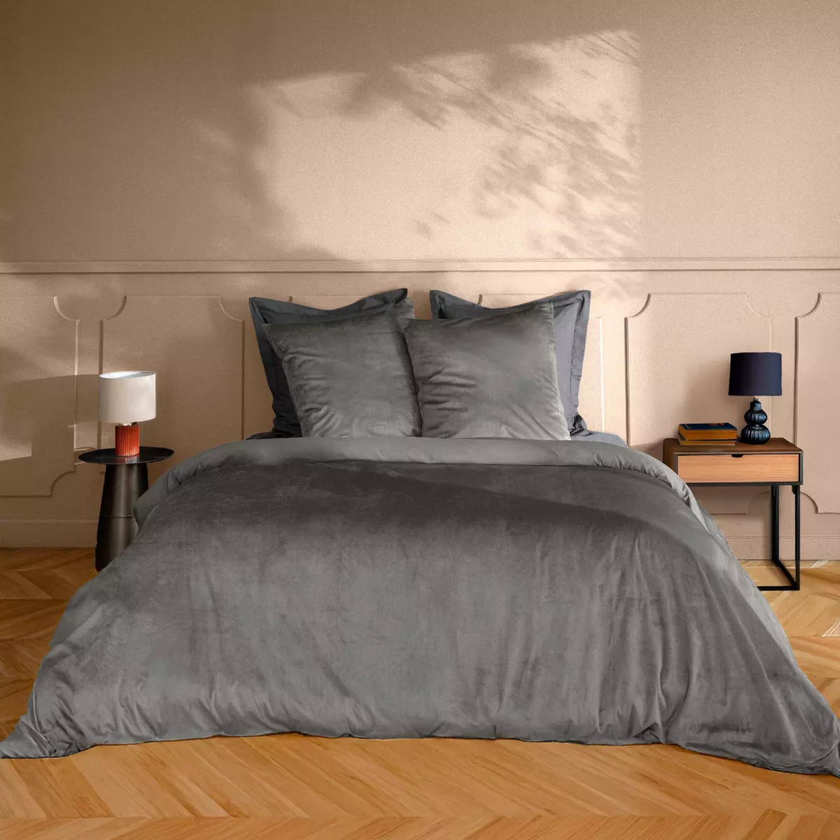 Parure 3 Pices (240 x 220 cm) Velina Anthracite, 100% Polyester