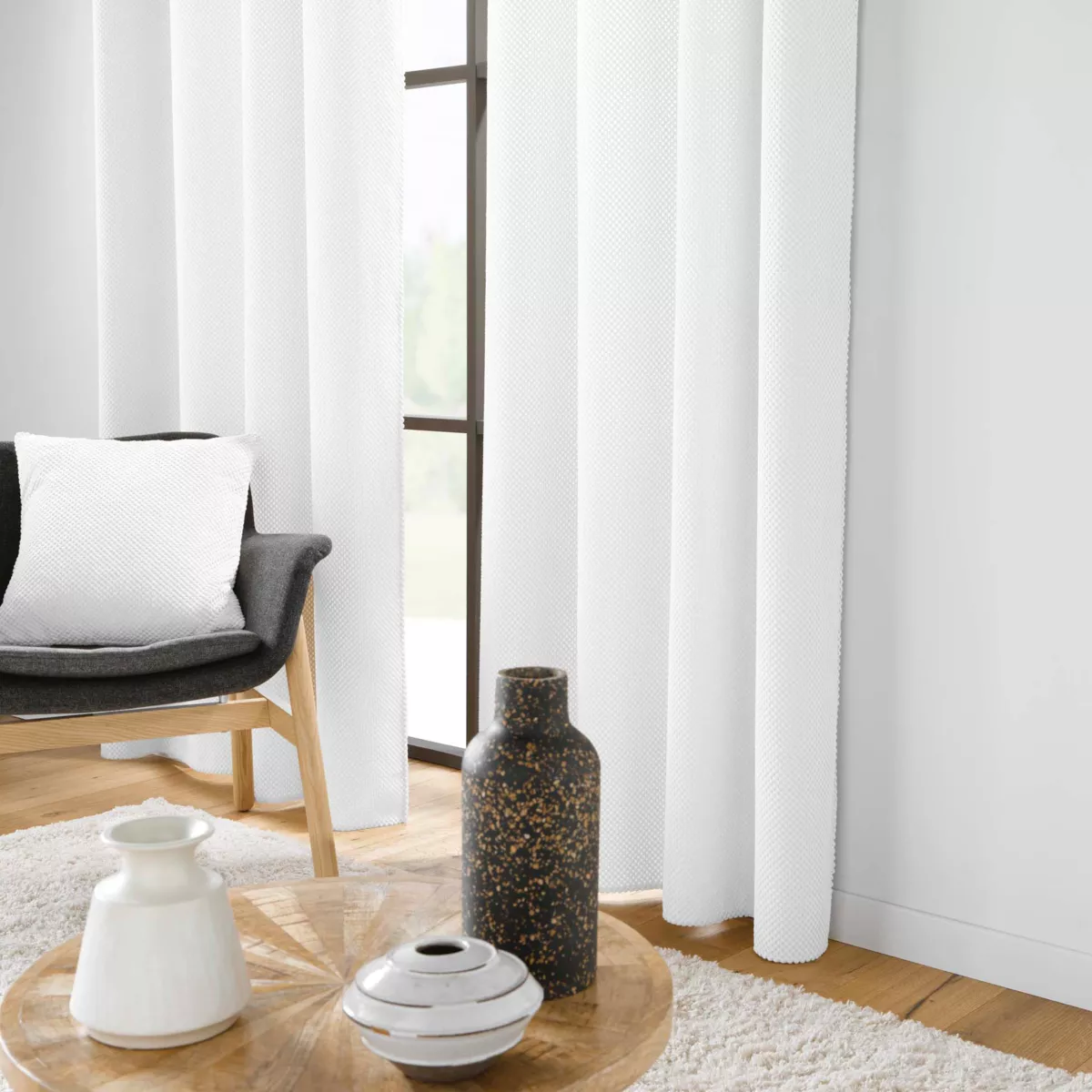 Tenda in flanella in rilievo (140 x 260 cm) Java Bianco