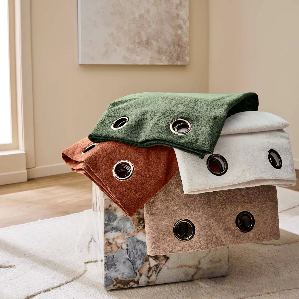 Rideau ˆ Oeillets (140 x 260 cm) Winona Cdre, Bouclette Unie