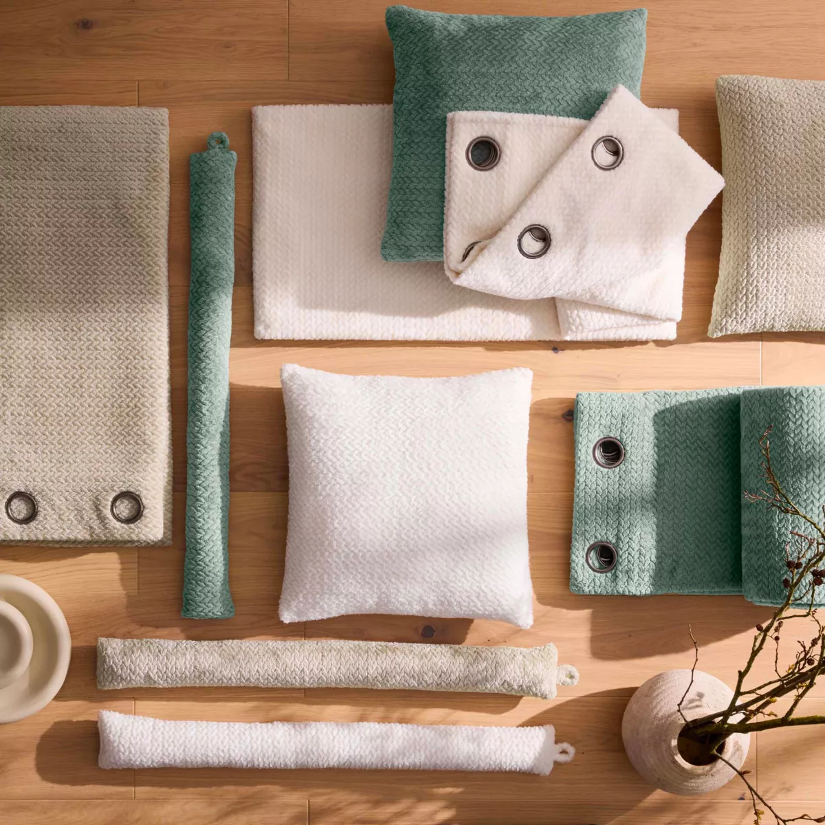 Cojín de puerta de franela (80 x 10 cm) Flanela Marfil