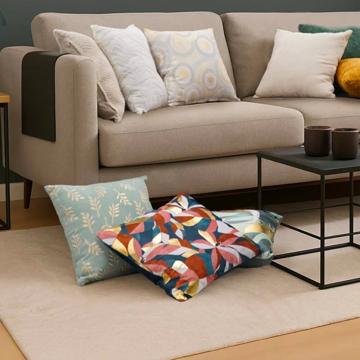 Fodera per cuscino quadrata in velluto (40 x 40 cm) Rosia Multicolore