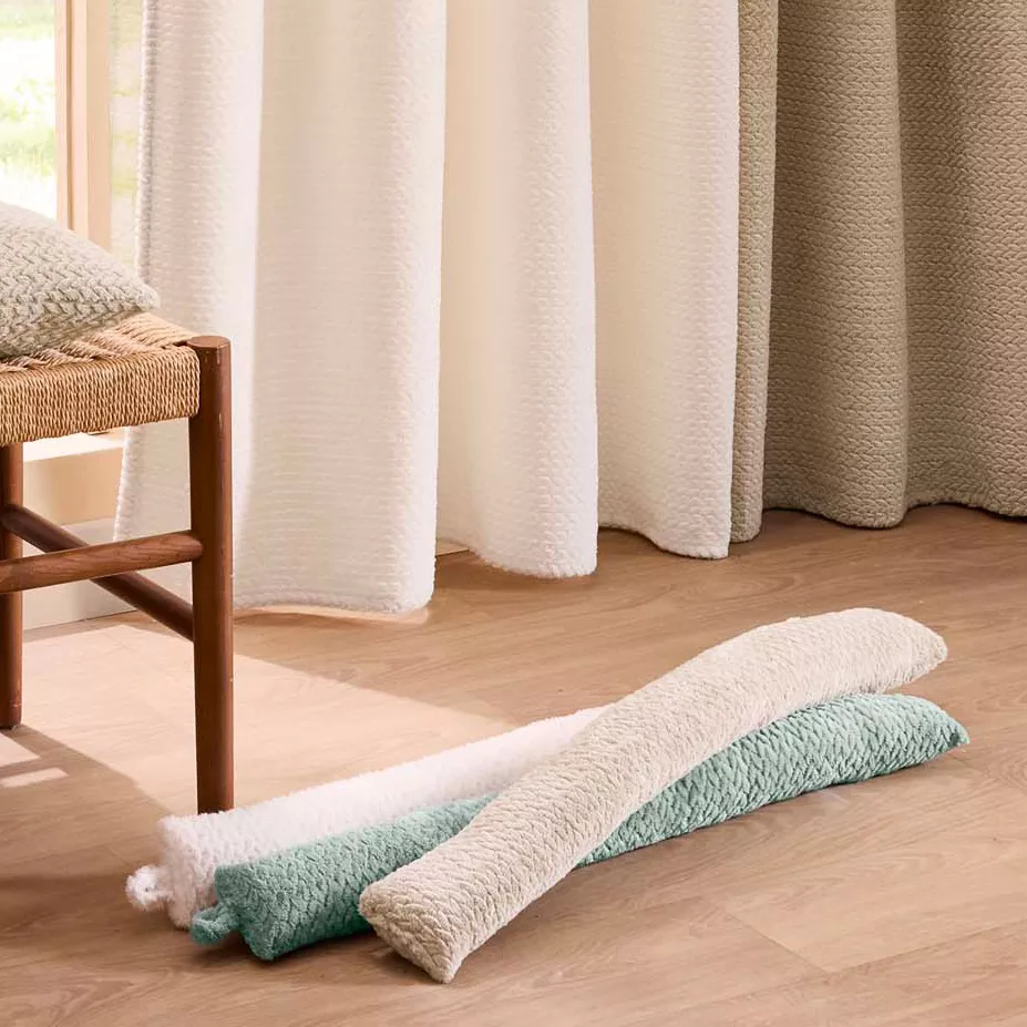 Cojín de puerta de franela (80 x 10 cm) Flanela Marfil