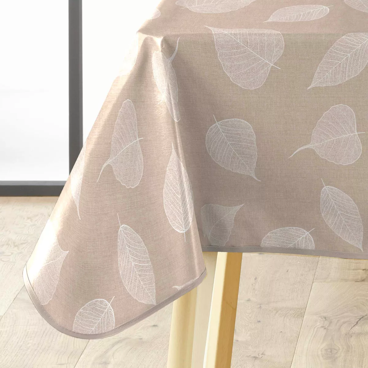 Nappe Rectangle (140 x 240 cm) Feuillys Blanc, PVC Textilia