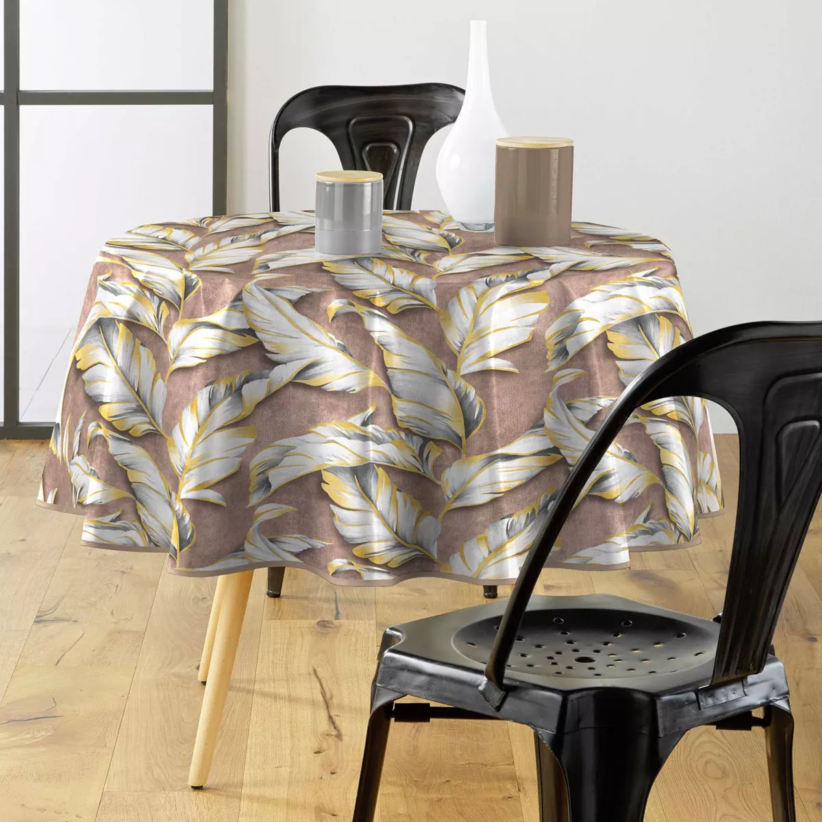 Nappe Ronde (¯ 160 cm) Ebany Choco, PVC Textilia