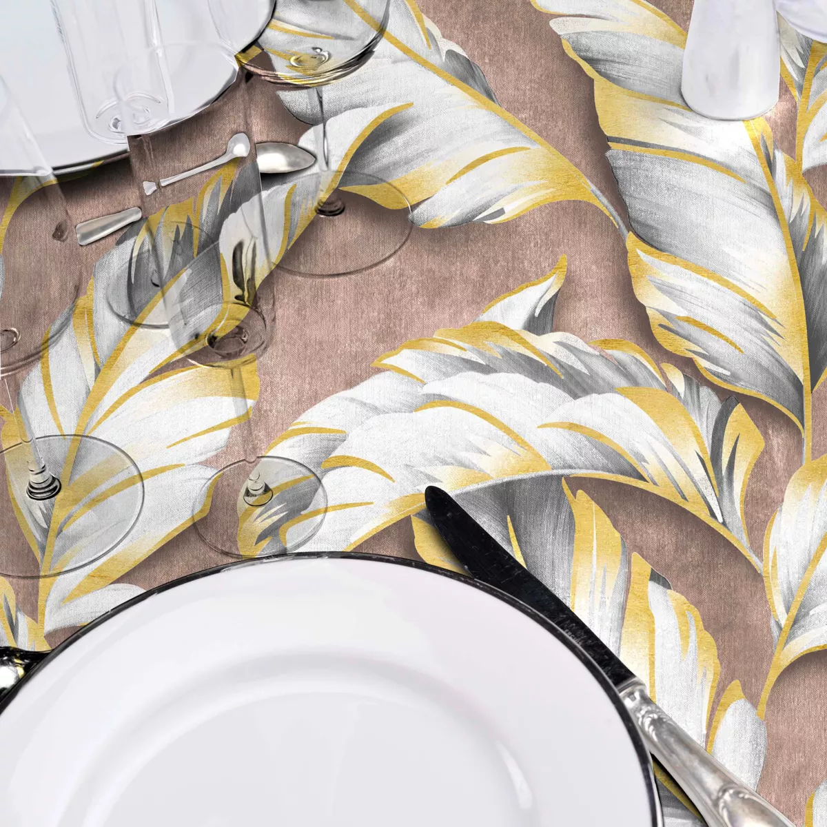 Nappe Ronde (¯ 160 cm) Ebany Choco, PVC Textilia