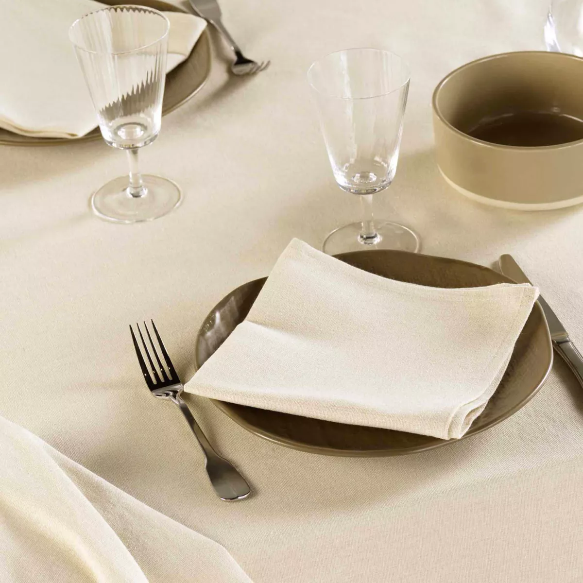 Set di 3 tovaglioli in cotone (40 x 40 cm) Serafine Ecru