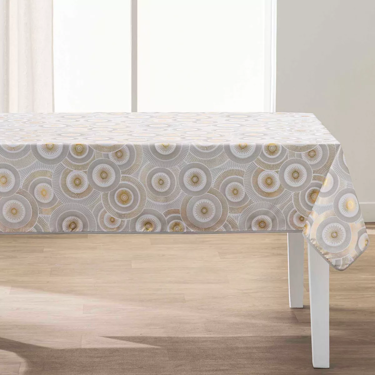 Nappe Rectangle (145 x 240 cm) Eclipse Blanc, Polyester ImprimŽ MŽtallisŽ