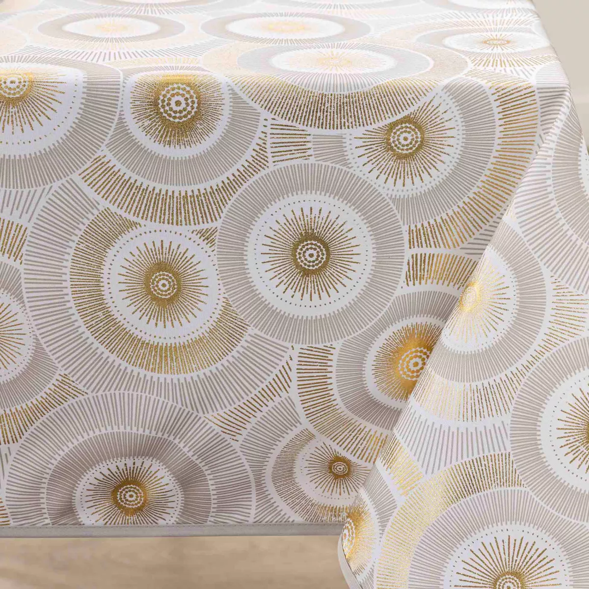 Nappe Rectangle (145 x 240 cm) Eclipse Blanc, Polyester ImprimŽ MŽtallisŽ