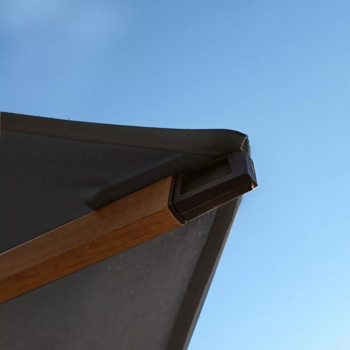 Parasol rond aluminium (D3,5 m) Yucatan effet Bois et gris anthracite