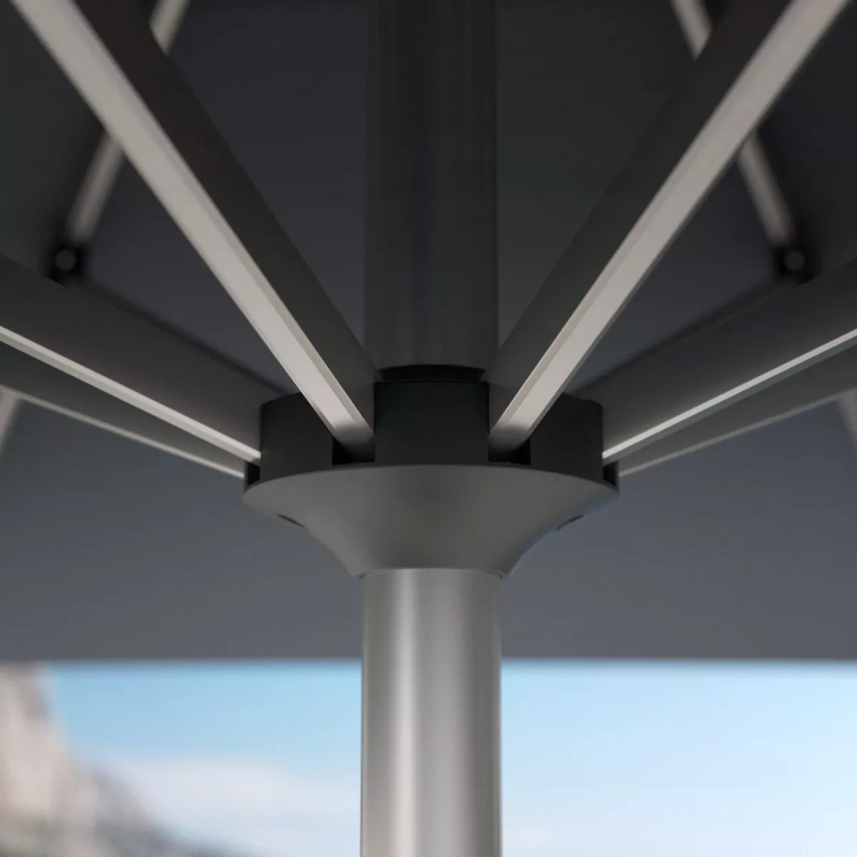 Parasol rond aluminium (D3,5 m) Yucatan Gris et gris anthracite