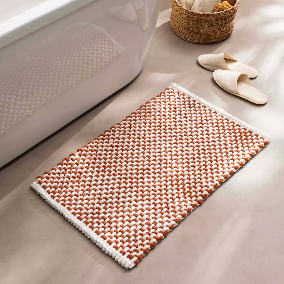 Tapis de Bain (50 x 80 cm) Rafael Terracotta, Coton/Polyester Chenille