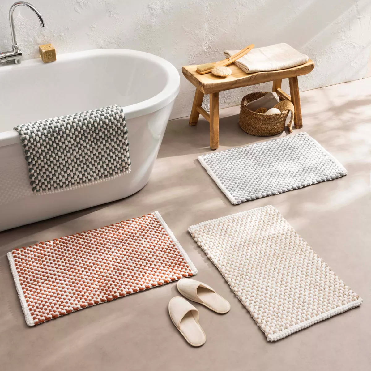 Tapis de Bain (50 x 80 cm) Rafael Terracotta, Coton/Polyester Chenille