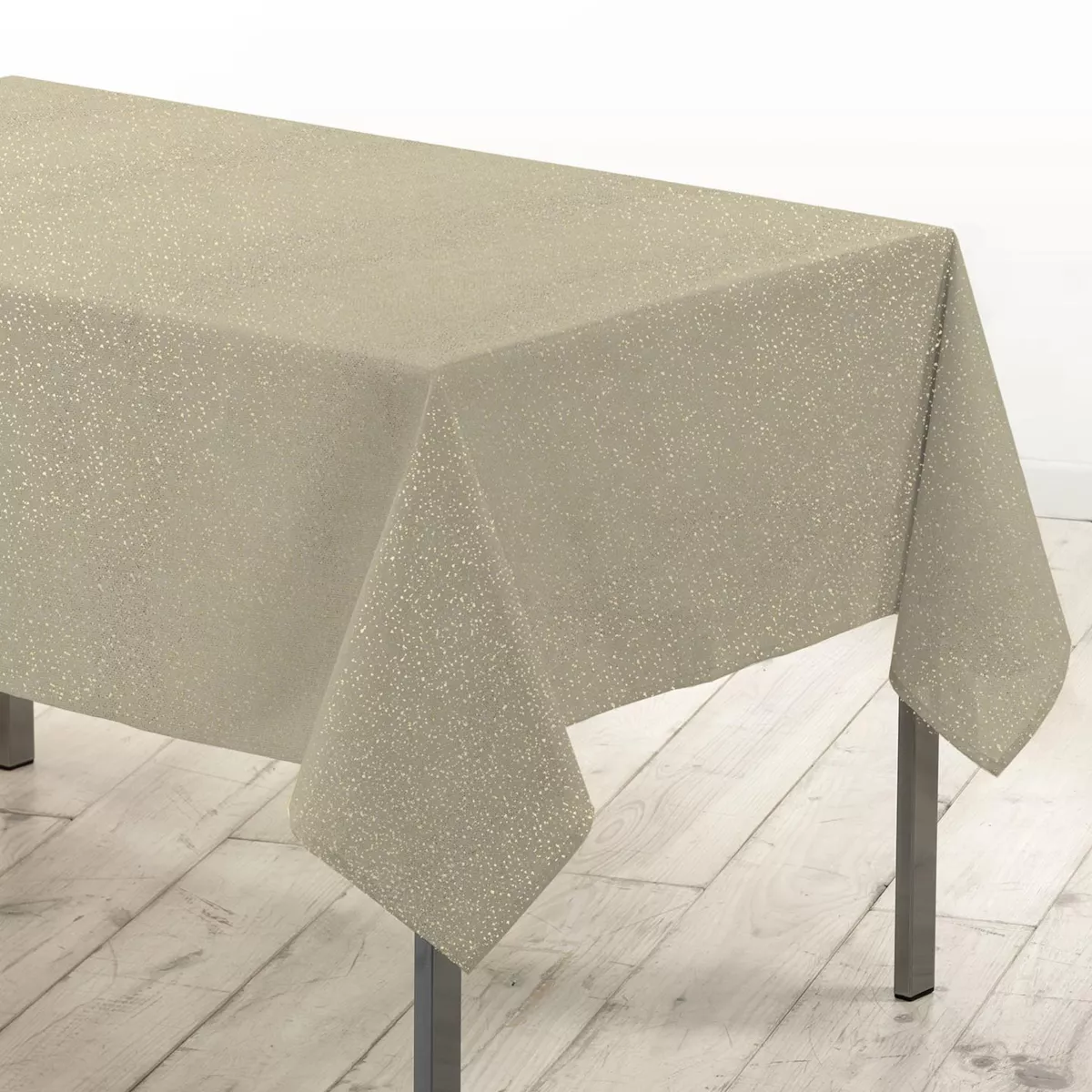 NAPPE RECTANGLE 140 x 240 CM POLYESTER UNI+FILS METALLISES STRASS OR