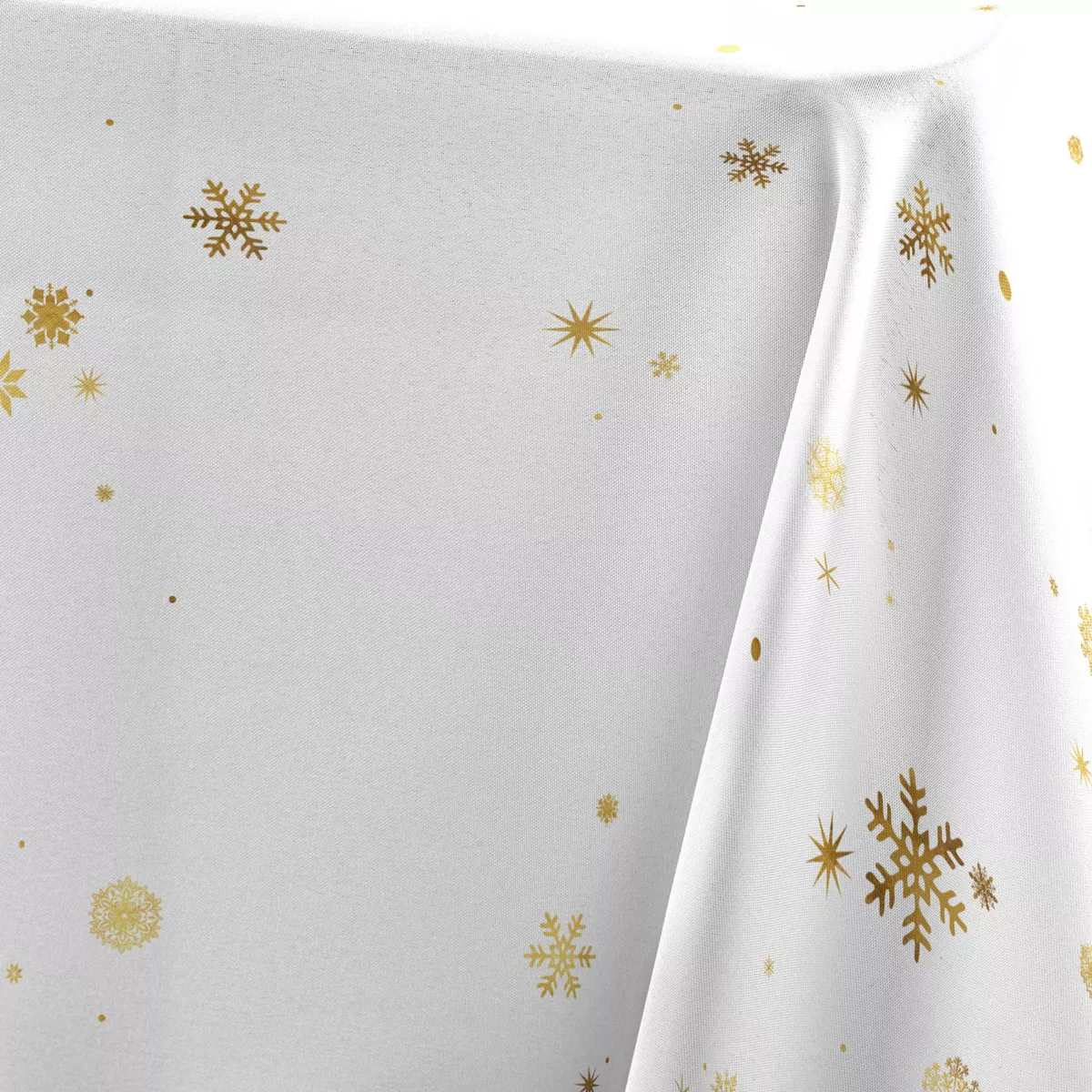 NAPPE RECTANGLE 150 x 300 CM POLYESTER IMPRIME METALLISE CONSTELLATION BLANC/OR