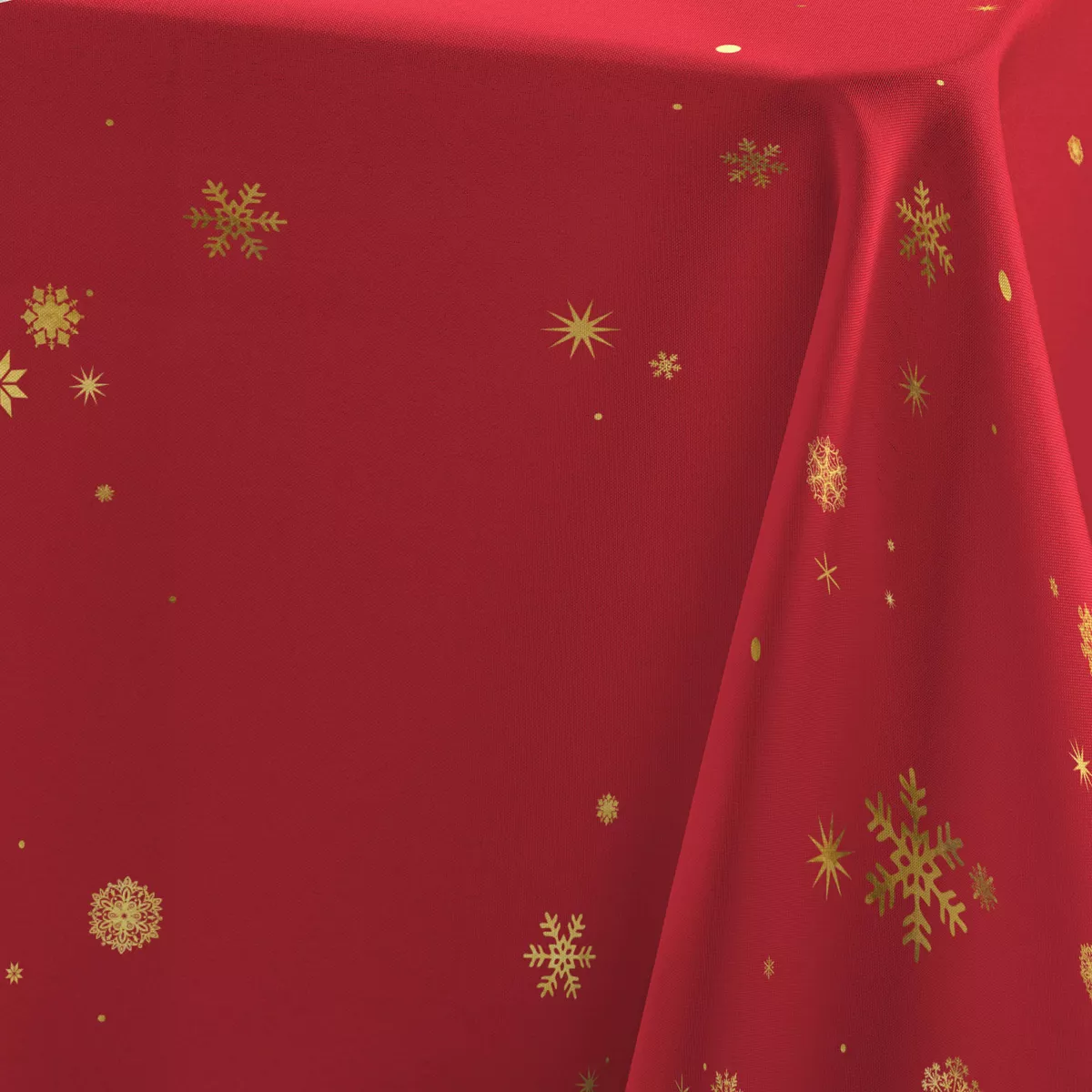 NAPPE RECTANGLE 150 x 300 CM POLYESTER IMPRIME METALLISE CONSTELLATION ROUGE/OR