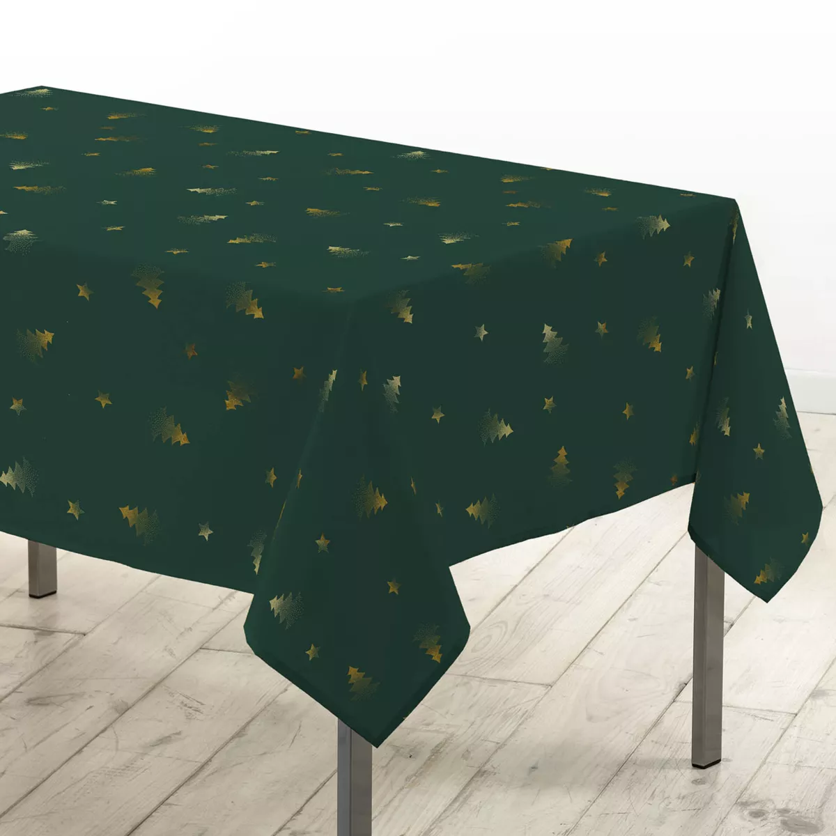 Weihnachtstischdecke rechteckig (150 x 300 cm) Metallischer Tannenbaum GrÃ¼n und Gold