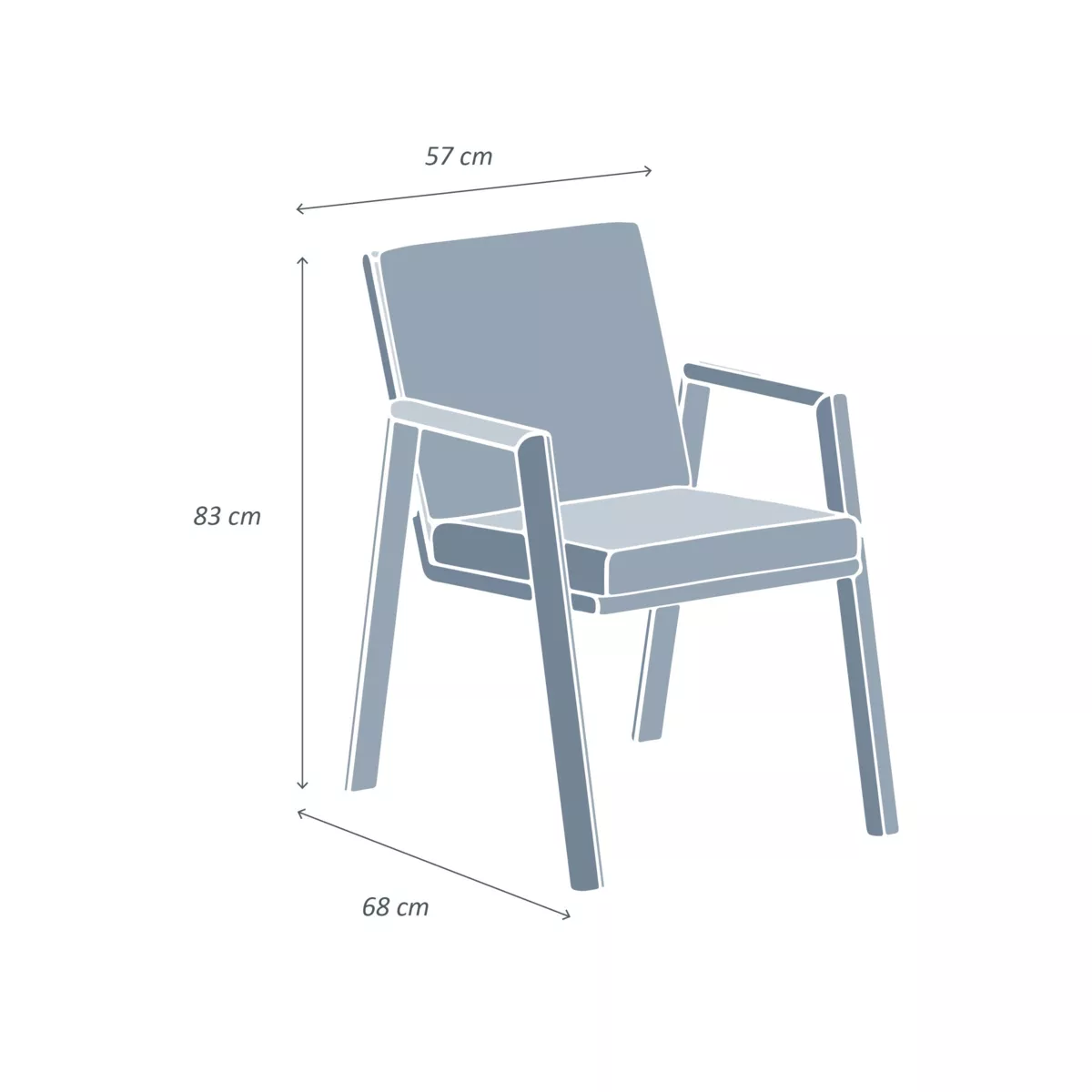 Poltrona da giardino alluminio Long Beach Grigio antracite
