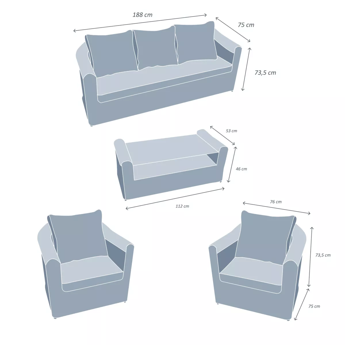 Salotto da giardino Calvi Tortora/Ecru - 5 posti