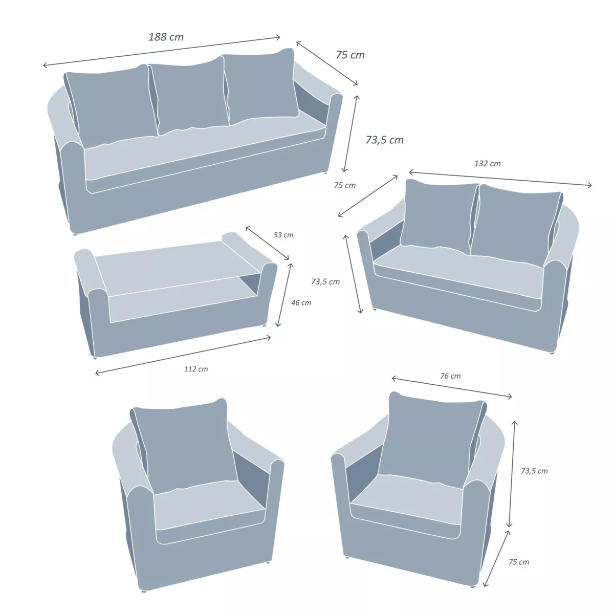 Salon de jardin en résine tressée 7 places 5 pcs Calvi Sepia et gris foncé