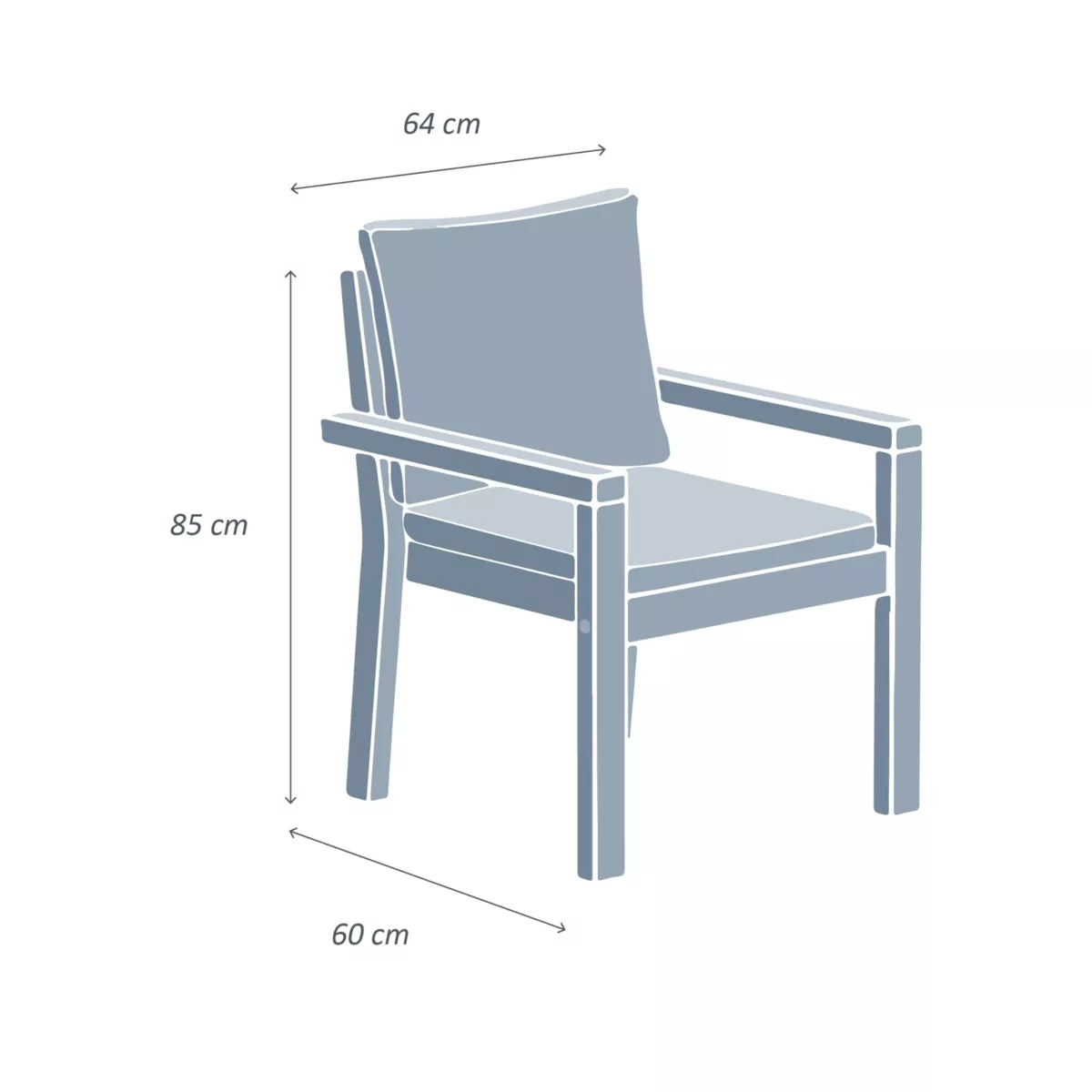 Lote de 2 sillones de jardí­n apilables de madera de acacia Bornéo Arena